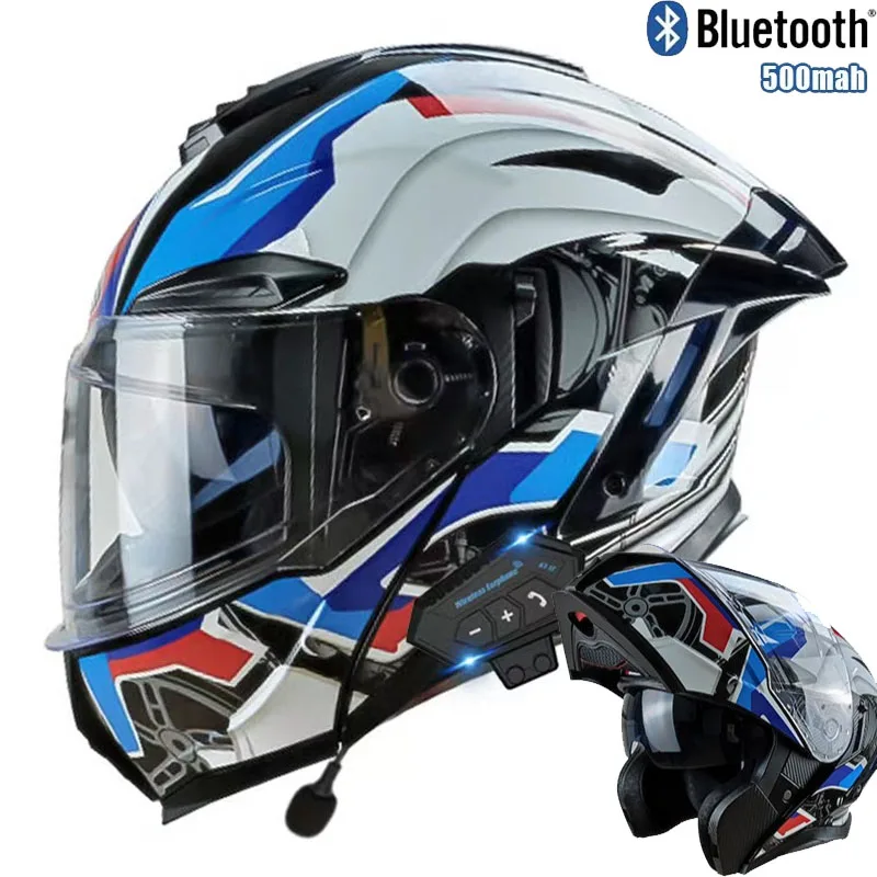 Full Face Motorcycle Helmet With Bluetooth - الوجه حتى خوذة دراجة نارية مع